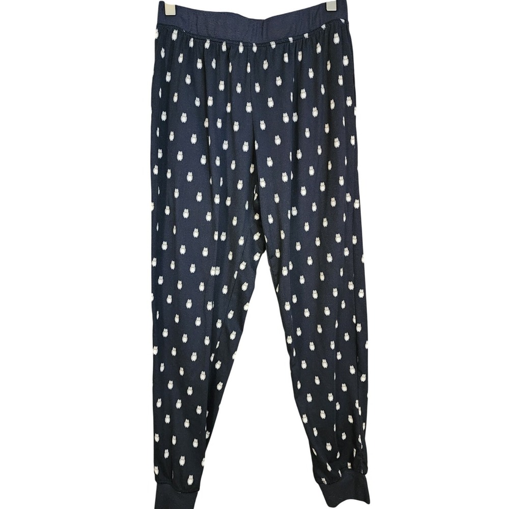 Kate Spade Women Small Navy Blue Owl Print Pajama Pants Jogger Sleepwear Lounge